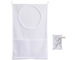 Allecto - Wasmand ophangen - Waszak deur - Waszak organizer voor slaapkamer badkamer - Wit - Opbergzak - Ruimtebesparend - Geschikt voor vuile was ...