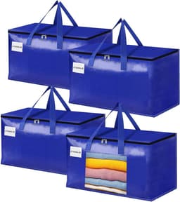 Grote waszakken met rits en labels - 105L stevige opbergzakken voor kleding, reizen en verhuizing (2 stuks) — thumbnail 2