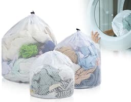 Dailygoods- Wasnet Set van 3 - Herbruikbare Wasnetten - Grofmazig Mesh - Maten 30x40/40x50/50x60 cm - Ademend Ontwerp - Koordstopper - Waszak — thumbnail 1
