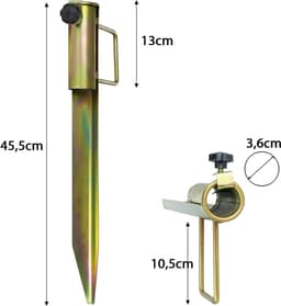 Parasolhouder Grondanker - Bodemhuls Parasol - Terras Stabiliseren - Verzinkt Staal - 45 cm Lengte - Zilver — thumbnail 3
