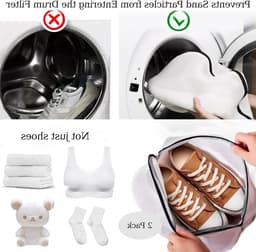 Wasnet voor schoenen, 2-delige mesh tas met rits, 40 x 25 x 25 cm, ideaal voor sneakers en sokken, wasmachine bestendig, beschermt tijdens het wassen — thumbnail 2