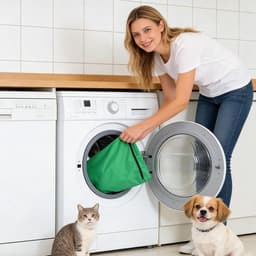 Honden- en kattenwaszak, 65 cm x 70 cm, voor het vangen van dierenharen, grote capaciteit en fijne mazen, ideaal voor de wasmachine — thumbnail 3