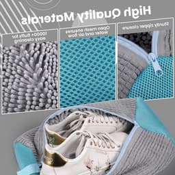 Waszak voor schoenen, herbruikbare waszak voor de wasmachine, ideaal voor sneakers en sportschoenen, 360° reiniging, grijs, set van 2 stuks — thumbnail 5