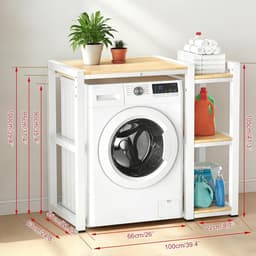 Wasmachine Droger Rek - Stapelrek Opbergrek - Wasmachine Droger Plaatsen - Verstelbare Planken - 3 Laags - Zwart — thumbnail 4