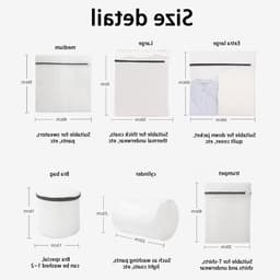 Set van 6 Herbruikbare Wasnetten met Rits voor de Wasmachine, Duurzaam Mesh voor Kleding, Ondergoed en Sokken (60x60/60x50/50x40/40x30/30x20/15) — thumbnail 5