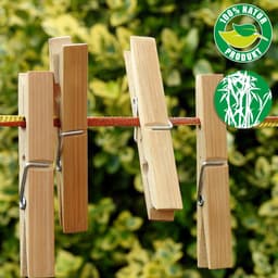 Wasknijpers Bamboe - Houten Klemmen - Was Ophangen - Duurzaam Natuurlijk Materiaal - 60 Stuks - Lichtbruin — thumbnail 5