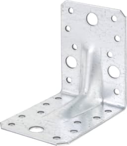Hoekanker Extra Sterk - Verzinkte Hoekbeugel - Houtbouw Versteviging - Met Ribconstructie - 90x90x65 mm - Staal — thumbnail 1