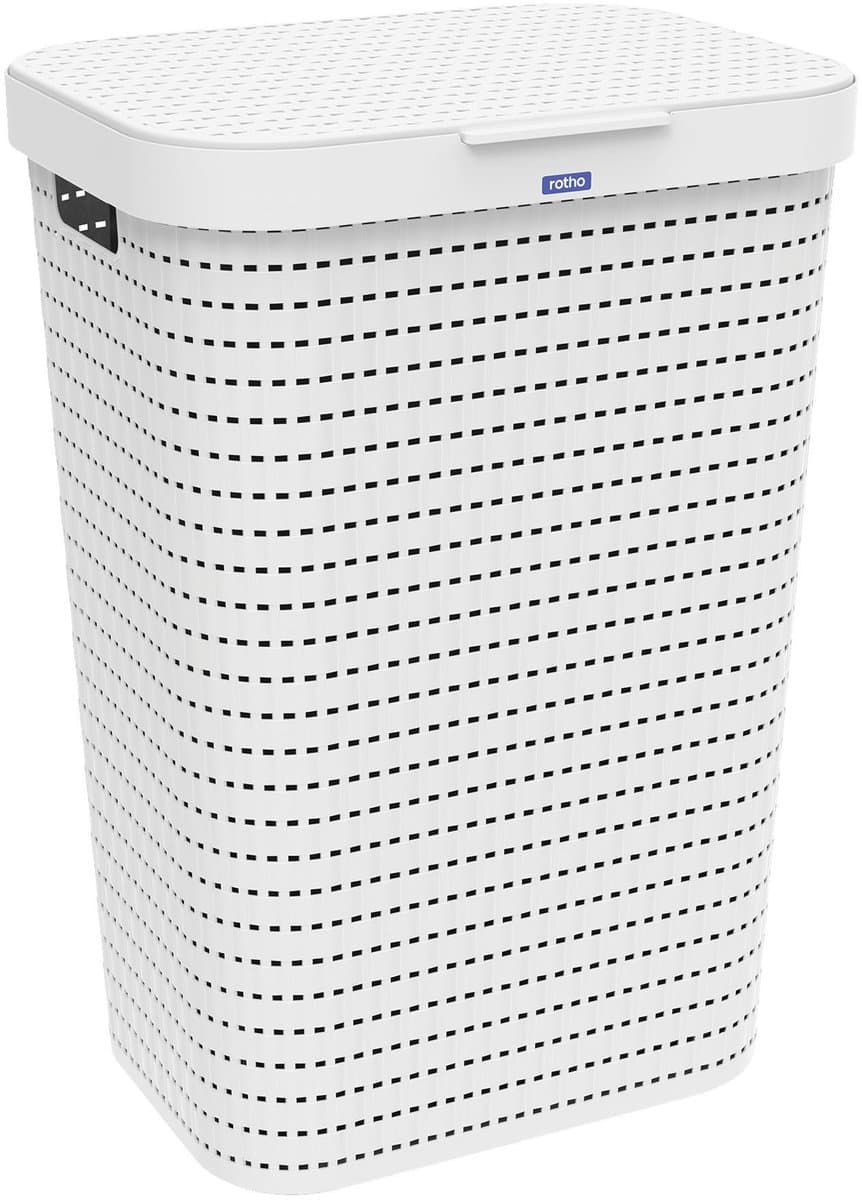 Rotho COUNTRY - Wasmand met Deksel - 55L - wit — afbeelding 1