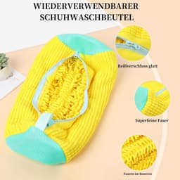 Dailygoody - Set van 2 schoenwaszakken - 360° reiniging - Schokabsorberend en geluidsreducerend - Geel - Herbruikbare waszakken - Geschikt voor wasmac. — thumbnail 4