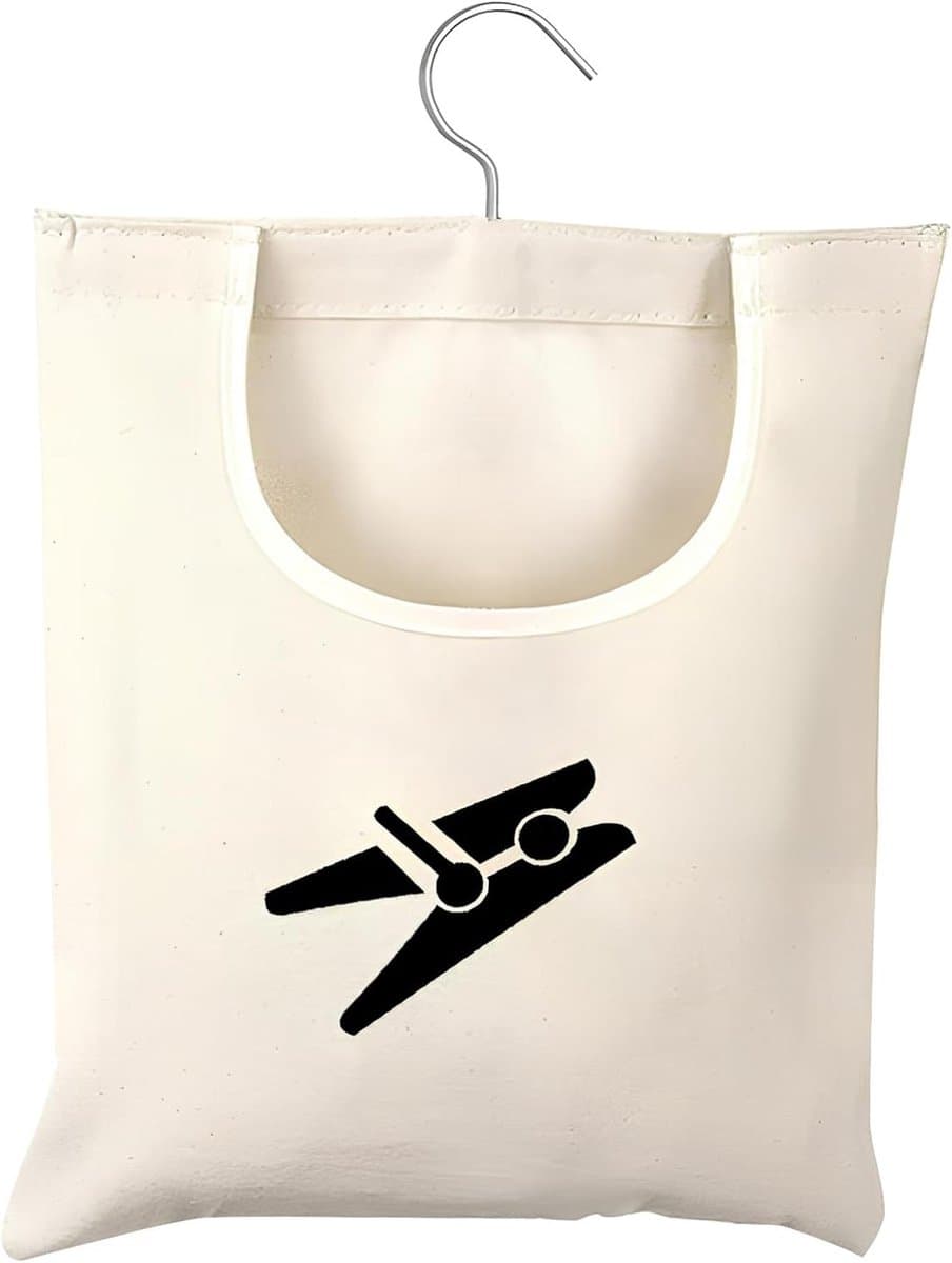 Wasknijperzak voor het opbergen van wasknijpers, sokken en kleine items - Handige en draagbare opslagoplossing (32 x 28 cm), Beige — afbeelding 1