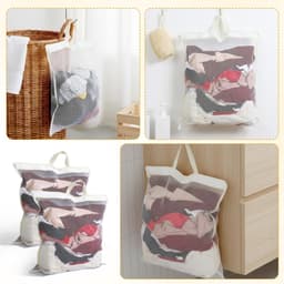 Grote Mesh Waszakken voor Wasmachine, Delicate Lingerie en Kleding, Duurzaam en Zacht met Rits Sluiting, 45x45cm, Bescherming voor Kleding tijdens het Wassen — thumbnail 2