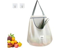 Mesh Product Zakken - Herbruikbare Netzakken - Producten Bewaren - Ademend Ontwerp - 45x10x40 cm - Grijs
