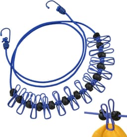 Waslijn met Clips - Reis Waslijn - Kleding Drogen - Windproof Ontwerp - 3.7 Meter - Blauw — thumbnail 5