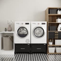 Wasmachine Verhoger - Opbouwmeubel Sokkel - Wassen Organiseren - Met Lade Lekbak - 42cm Hoog - Zwart — thumbnail 2