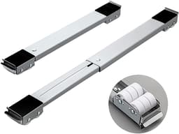 Wasmachine Standaard - Verrijdbare Ondersteuning - Apparaten Verplaatsen - Verstelbaar Met Wieltjes - 45-70 cm - Zilver — thumbnail 1
