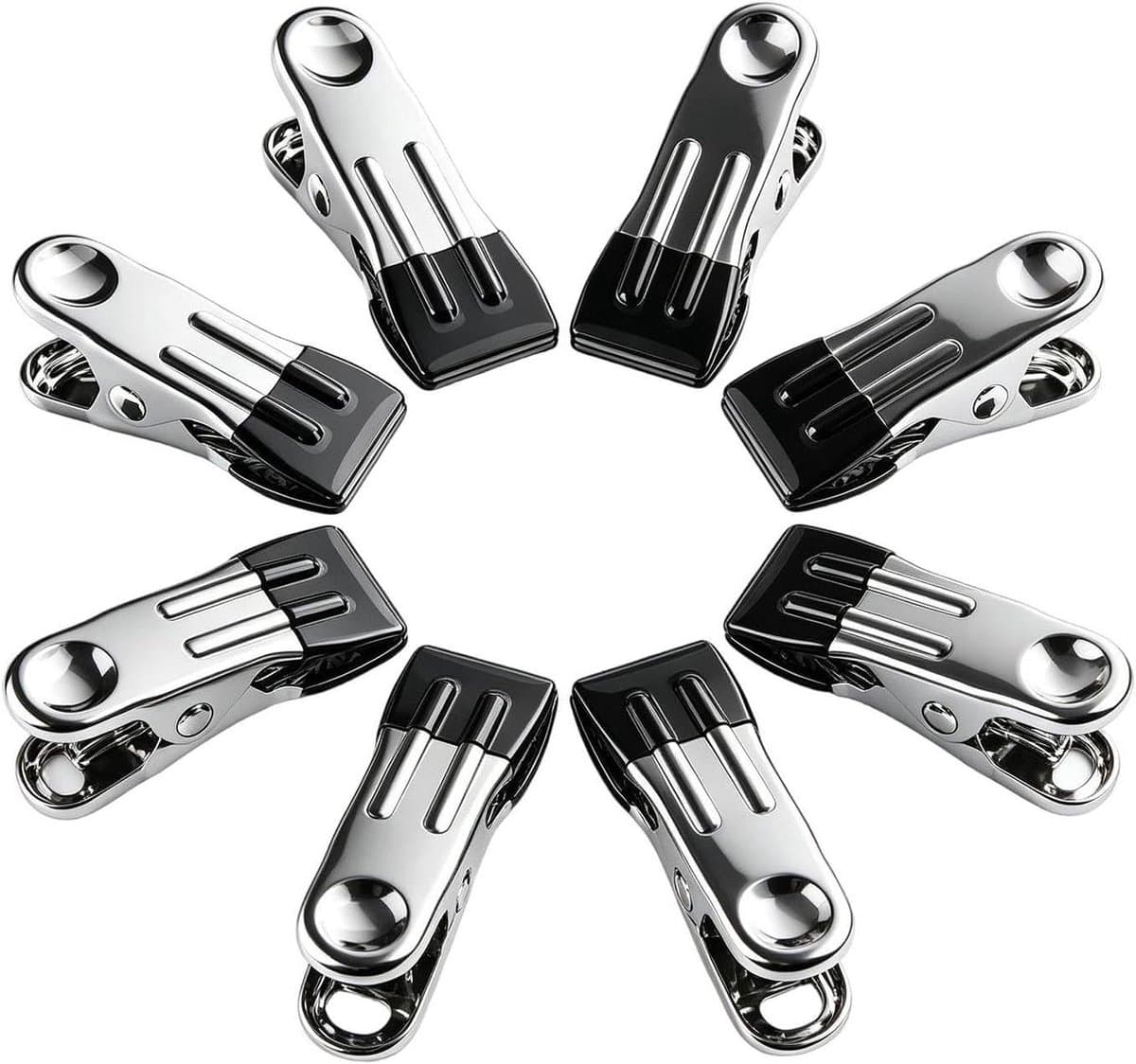 Metalen Wasknijpers - Kledingclips Hangers - Was Ophangen - Roestvrij Staal - 8 Stuks - Zwart — afbeelding 1