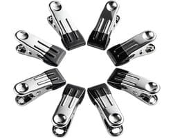 Metalen Wasknijpers - Kledingclips Hangers - Was Ophangen - Roestvrij Staal - 8 Stuks - Zwart