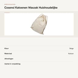 Dailygoods- Waszak Grote Capaciteit - Katoenen Waszak - Huishoudelijke Opslagzak - Reizen - Ecologisch Katoen - Sluiting met Koord - Opbergtas — thumbnail 4