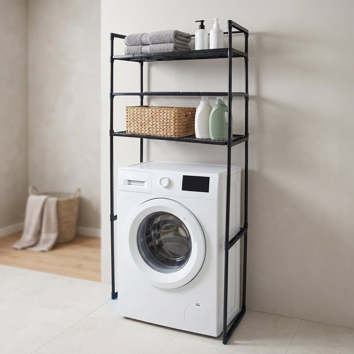 Cheqo® Opbergrek voor boven Wasmachine - Wasmachine Ombouw Rek - Wasmachine Rek - Wasrek - Badkamerrek - Toiletrek - Opbergrek boven Toilet - Wasruimte Organizer - Wasmachine Organizer - Wasmachinekast - Opbergrek Wasmiddel - Wasmachine Meubel — afbeelding 1
