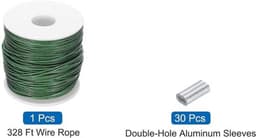 Roestvrijstalen Staalkabel 100 meter | Vinylgecoat met Aluminium Hulzen | Waslijn en Plantenophanging. — thumbnail 2
