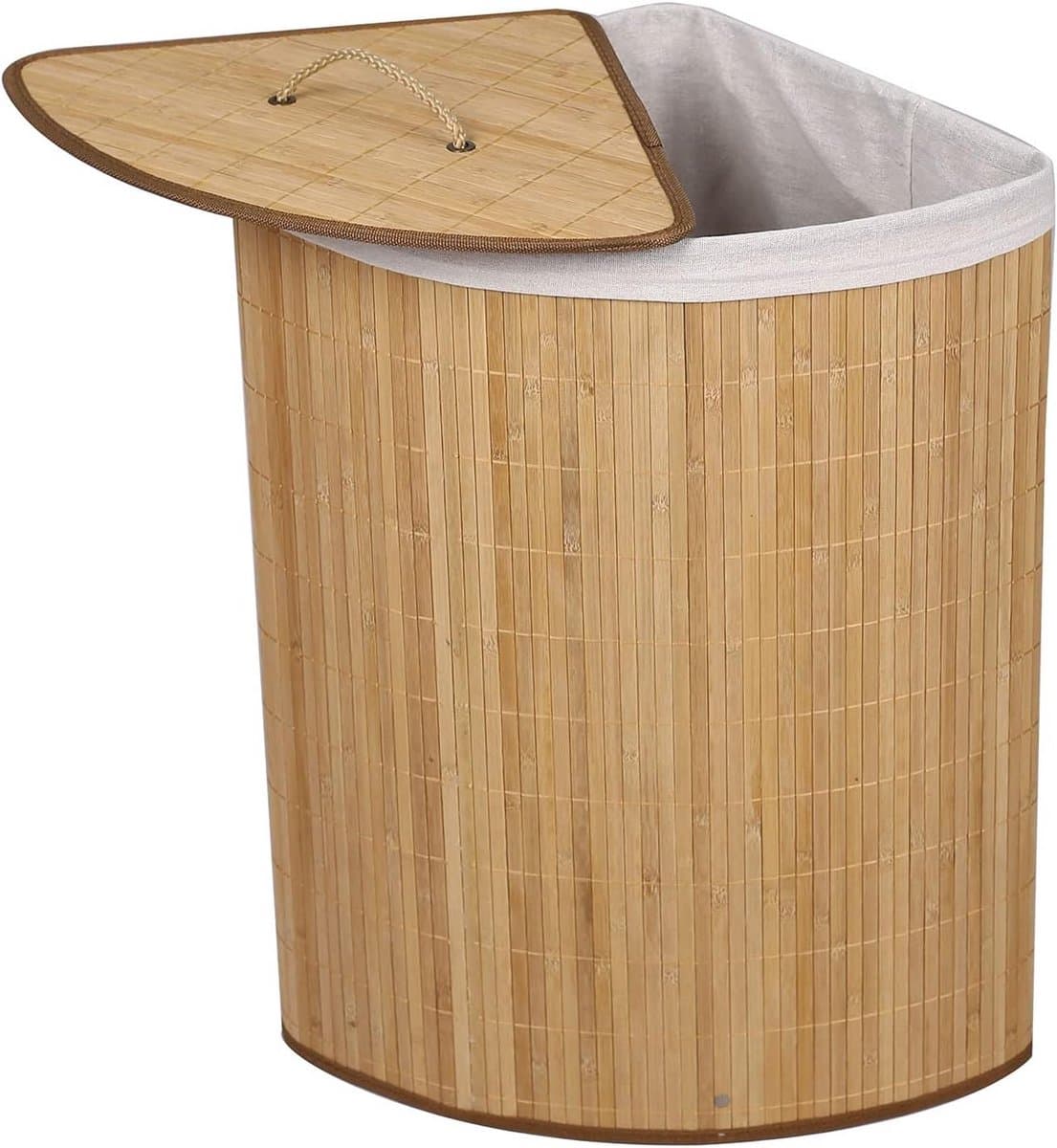 Wasbox Bamboe - Opvouwbare Mand - Vuile Was Sorteren - Uitneembare Waszak - 57 Liter - Houtkleur — afbeelding 1