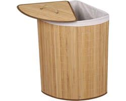 Wasbox Bamboe - Opvouwbare Mand - Vuile Was Sorteren - Uitneembare Waszak - 57 Liter - Houtkleur