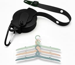 Waslijn met Hangers - Reis Waslijn - Droog Kleding - Inklapbaar en Compact - 3.5 Meter Lang - Zwart — thumbnail 1