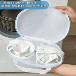 Beha-inzetstukken voor Wasmachine - Wit - 28 x 15 cm - Polyester Wasnet met Ritssluiting - Voor Beha's en Lingerie — thumbnail 2