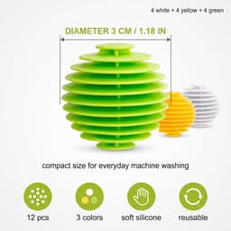Wasballen 12-delige set - herbruikbare siliconen - 3 cm - voorkomt klitten en kreukels - ShopVlot — thumbnail 5