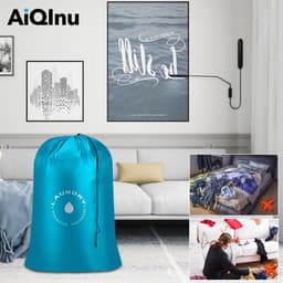 Vouwbare Waszakken met Trekkoord, Scheurbestendig, Draagbaar, Grote Capaciteit voor Studenten, Appartementen en Reizen, 60 x 85 cm, Ideaal voor Vakanties en Universiteiten — thumbnail 5