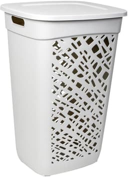 Wasmand, 60 l, gemaakt in Frankrijk + scharnierdeksel, wit — thumbnail 1