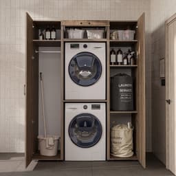 Roomart DUO-I Wasmachine Ombouwkast 157x205 cm - Kastenwand met 2 Hoge Kasten 45 - Eiken — thumbnail 4