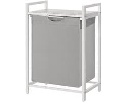 Klarven® Wasmand Wit-grijs - Compacte Wasmand - Wasmanden - Oxford-weefsel - Verstelbare Pootjes - 47 Liter Inhoud - Laundry Basket
