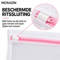 MOSAZIN Waszakken Set 4-delig – 3 Maten en BH Waszak – Wasnetten met Rits voor Lingerie, Sokken en Kleding – Wit/Roze — thumbnail 4