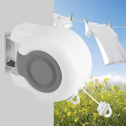13 meter waslijn drogen, waslijn, wandmontage met oprolmechanisme, uittrekbaar voor tuin, camping, balkon, badkamer — thumbnail 1