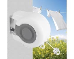 13 meter waslijn drogen, waslijn, wandmontage met oprolmechanisme, uittrekbaar voor tuin, camping, balkon, badkamer