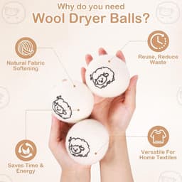 SnelShoppen - 8 Stuks Droogballen 8cm - 100% Natuurlijke Wol - Chemisch Vrij - Vermindert Kreukels en Droogtijd - Herbruikbaar en Ecologisch — thumbnail 2