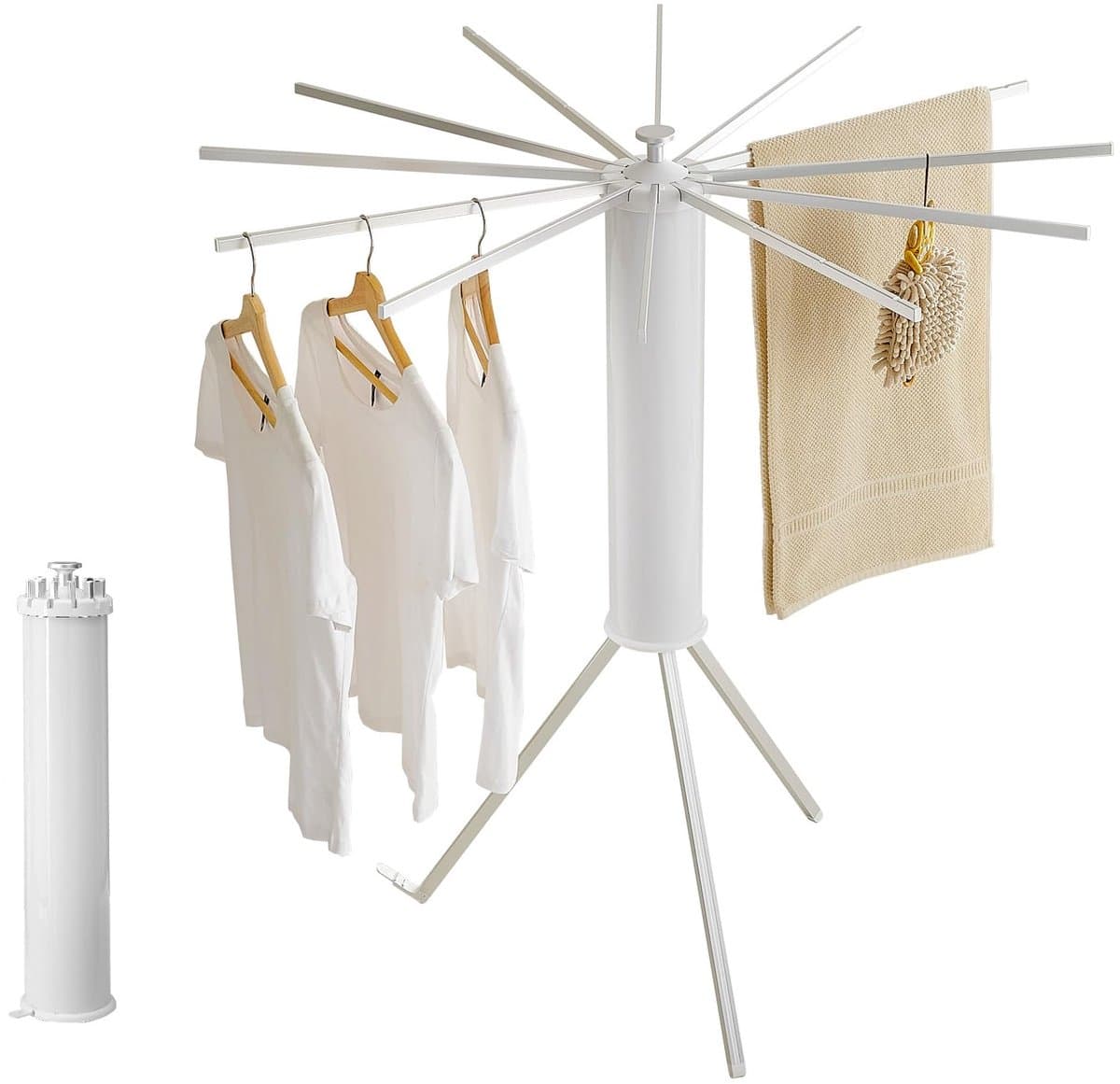 Wasrek - Opvouwbaar met 12 armen - 360° draaibaar - Aluminium - 20 kg draagvermogen - Plaatsbesparend — afbeelding 1