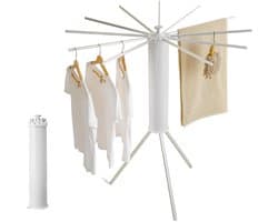 Wasrek - Opvouwbaar met 12 armen - 360° draaibaar - Aluminium - 20 kg draagvermogen - Plaatsbesparend