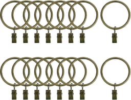 16 Pack Rings Curtain Clips, Strong Metal Decorative Drapery Rings with Strong Clips, 2 Inch Interior Dia Bronze — thumbnail 1