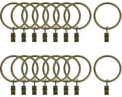 16 Pack Rings Curtain Clips, Strong Metal Decorative Drapery Rings with Strong Clips, 2 Inch Interior Dia Bronze