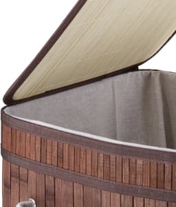 3x wasmand bamboe - wasbox opvouwbaar - 70L - vierkant - 63x36x36 cm - bruin — thumbnail 5