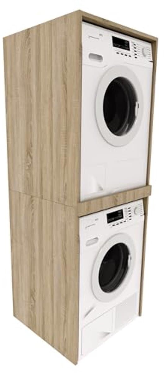 Ruimtebesparende Wasmachinekast 66 x 180 x 65 cm - Zuil voor Wasmachine en Droger - Stijlvolle Badkamerkast — afbeelding 1