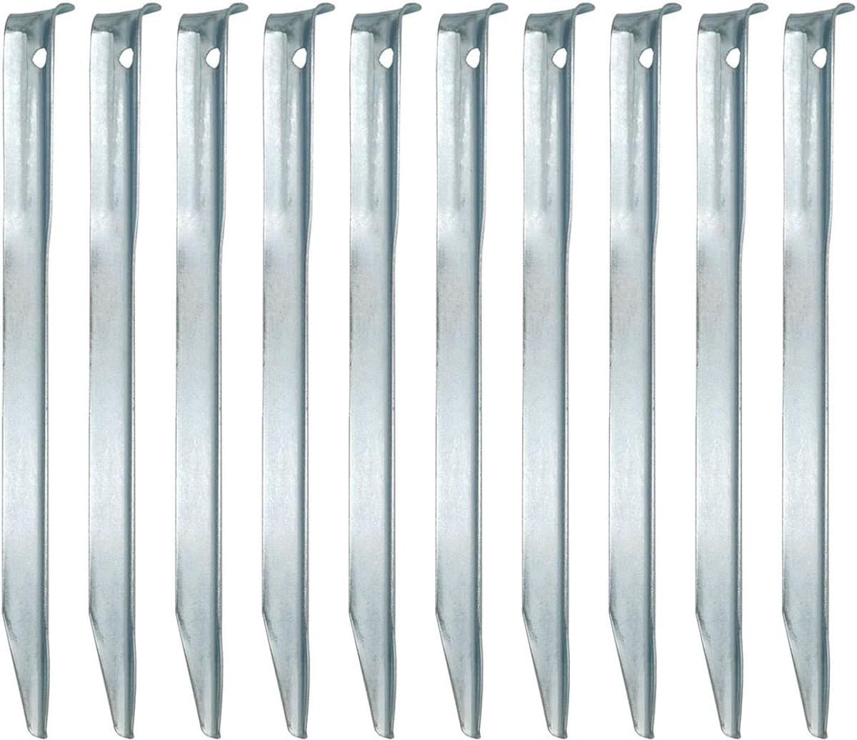 Grondankers - Set 10 XL warmgegalvaniseerde staalpalen 230x23mm V-vormige metalen vastzettingen voor zandgrond campingtent — afbeelding 1