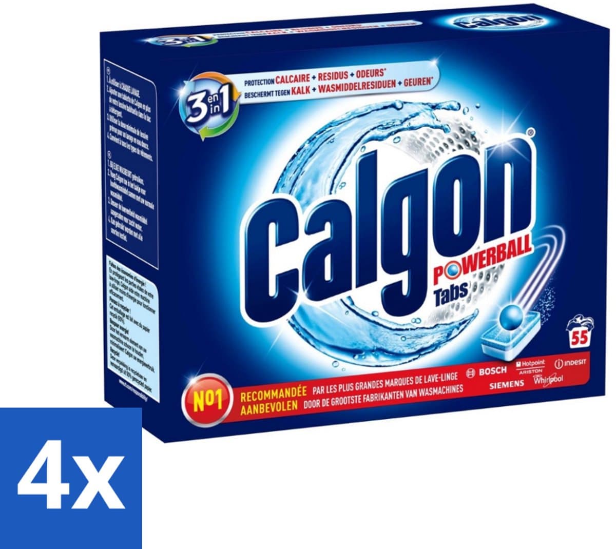 4 x Calgon - Wasmachinereiniger - Tegen Kalkaanslag / Wasmiddelresten / Geuren - 55 Tabletten - Wasmachine Reiniger - Kalkverwijderaar - Wasmiddelresten - Wasmachine Onderhoud - Wasmachine Tabletten — afbeelding 1
