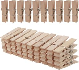 Pack van 50 Houten Kledingknijpers - Groot 7 cm x 1.8 cm - Gebruik voor Foto's, Memos en Notities - Creatief en Voor Wasgoed — thumbnail 1