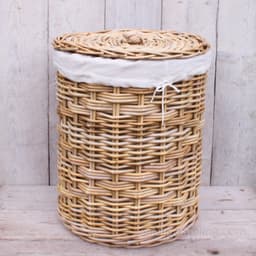 Migo Styling - Wasmand rond - Met binnenzak - Met Deksel - Riet - Rotan - Naturel - Dia46xH60 cm — thumbnail 1