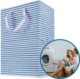 Trendyblend® Wasmand Katoen & Opbergmand – Wasmand Opvouwbaar – Wasbox 72 L – Wasmand Staand - Waszak — thumbnail 1