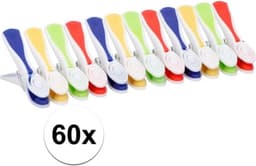 Wasknijpers - 60x stuks - multi-kleur - kunststof - wasspelden — thumbnail 3
