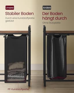 Furnstar Wasmand - Wasverzamelaar met plank - Wasbox - Afneembare waszak van Oxford stof - 4 vakken - Metalen frame - 160L - 116 x 33 x 72 cm - Inktzwart Vintabruin — thumbnail 4